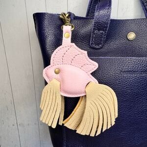 Portland Leather Betta Fish Purse Charm PINKABOO Fish Bag Charm Leather